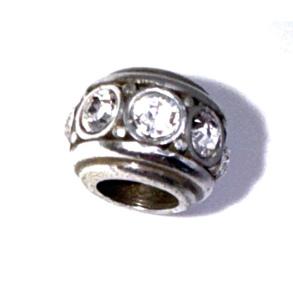 Brighton Glam White Clear Row of Crystals Sparkle Silver Spacer Bead